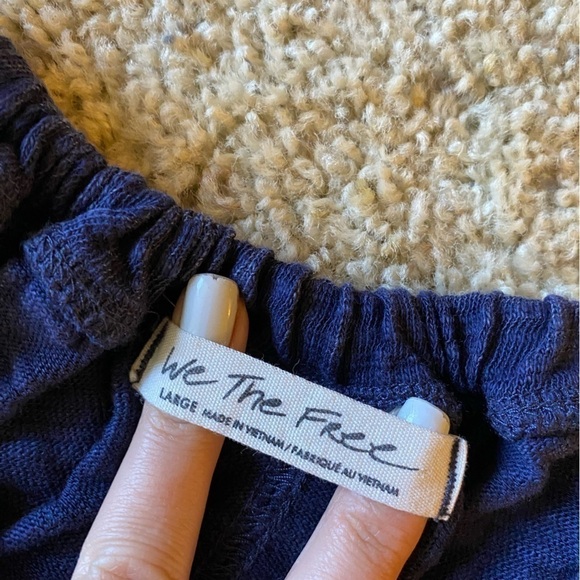 We The Free Women’s Top Size L Blue Parfait Bubble Off Shoulder Blouse Shirt Top - Picture 6 of 9